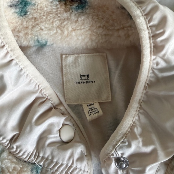 Thread & Supply Cream and Camo Fleece Jacket M - Picture 2 of 5